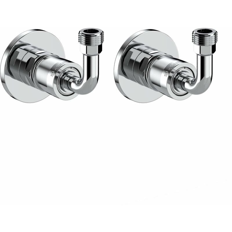 Paire de coudé raccords rapides eau Round 90° en laiton chromé pour flexible 3/8'G ingenius IGBTKT06 Chromé