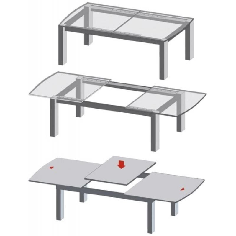 Paire de coulisses de table à ouverture synchronisée basic advanced avec frein de blocage L850mm pour 1 allonge de 500mm