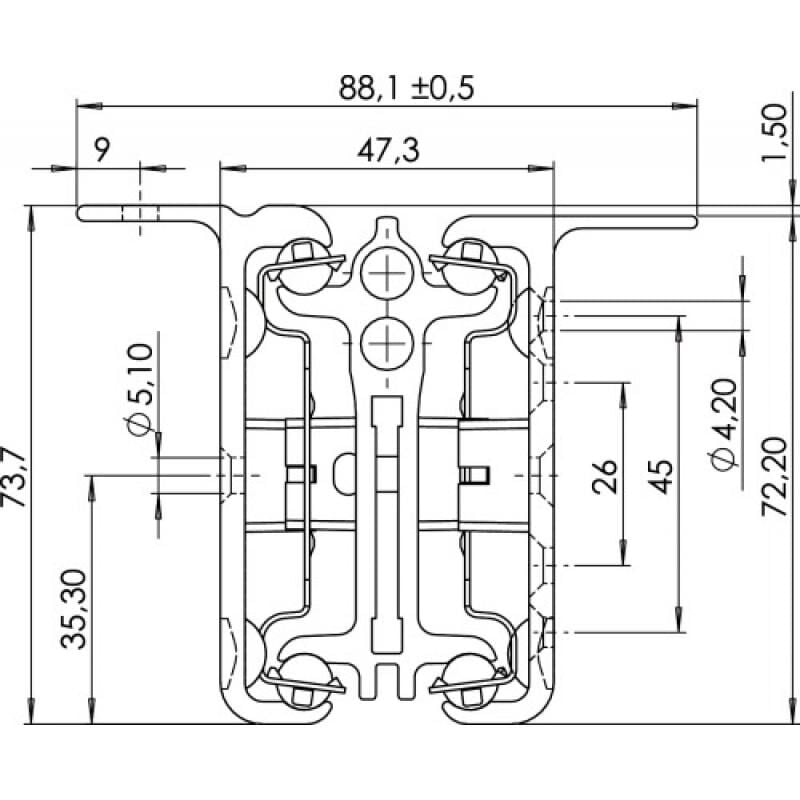 Paire de coulisses de table télescopiques pour disposition des allonges en bout de table L1315 mm alu 77 frontslide