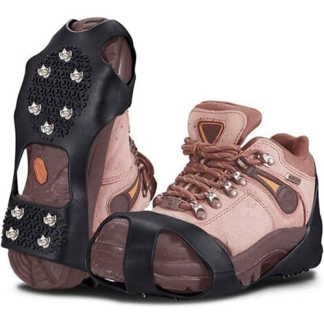 ANPVIZ Paire de crampons antidérapants, chaussures antidérapantes, crampons à neige avec 10 crampons, randonnée, chasse et marche hivernale, protection antidérapante, unisexe, M (34-39)