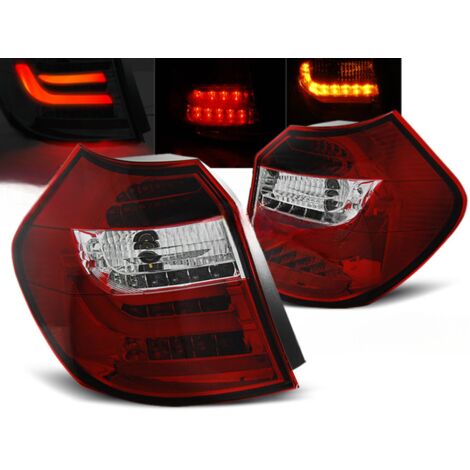 Paire de feux arriere BMW serie 1 E81/E87 de 09/2007 a 2011 LED BAR rouge et blanc-27335648