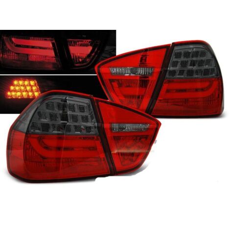 Paire de feux arriere BMW serie 3 E90 Berline 05-08 LED BAR rouge fume
