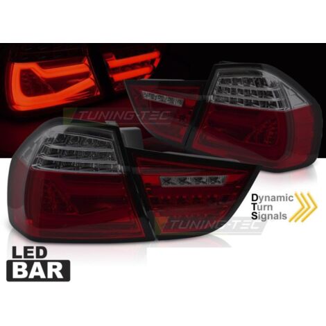 Paire de feux arriere BMW serie 3 E90 LCI Berline 09-11 FULL LED BAR Dyn rouge Fume
