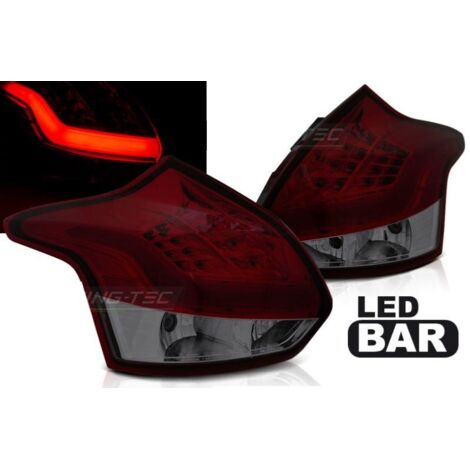 Paire de feux arriere Ford Focus 3 11-14 LED BAR rouge fume