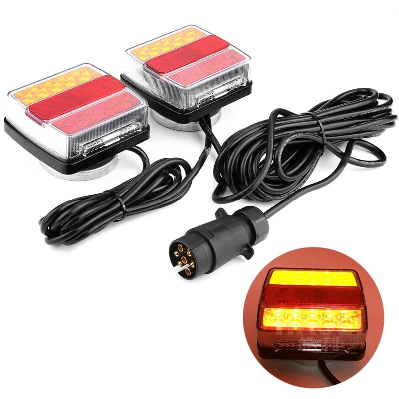 Debuns - Paire de feux de sécurité led magnétiques 12V pour remorque, camion, voiture,de