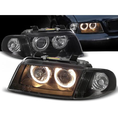 Paire de feux phares Audi A4 B5 de 1994 a 1998 angel eyes noir-27361000