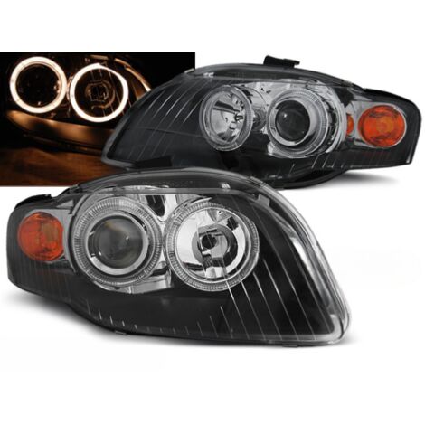 Paire de feux phares Audi A4 B7 de 2004 a 2008 angel eyes noir-27361029