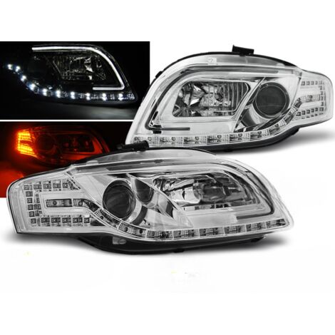 Paire de feux phares Audi A4 B7 de 2004 a 2008 Tube Light Led chrome-27361042