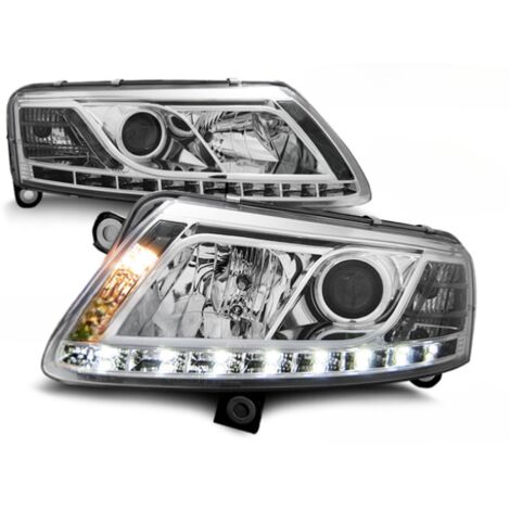 Paire de feux phares Audi A6 4F de 2004 a 2008 Daylight DRL led Xenon chrome-27361072