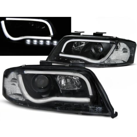 Paire de feux phares Audi A6 de 2001 a 2004 noir Tube Light DRL led-27361067