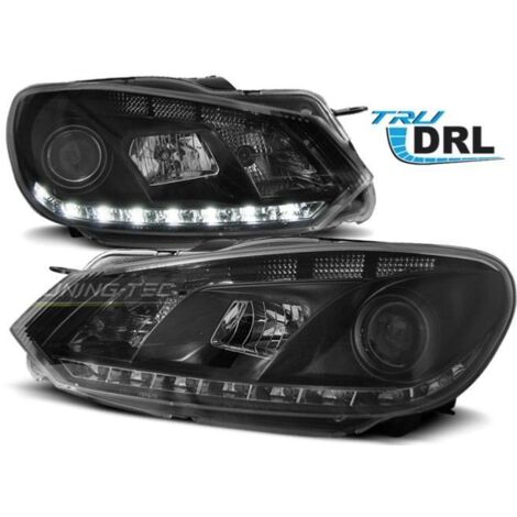 Paire de feux phares avant Golf 6 08-12 Daylight DRL noir-27361951