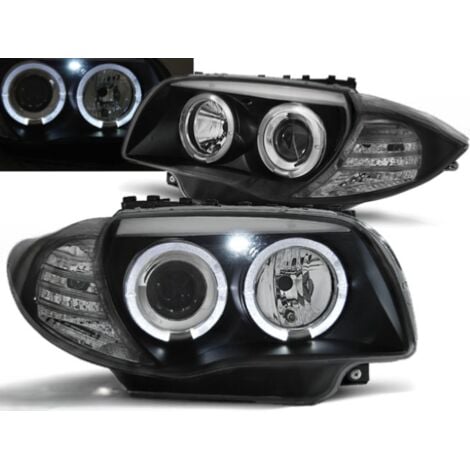 TUNING TEC Paire de feux phares BMW Serie 1 E87/E81/E82/E88 de 2004 a 2011 angel eyes noir-27361120