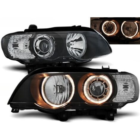 Paire de feux phares BMW X E53 de 1999 a 2003 angel eyes noir xenon-27361097
