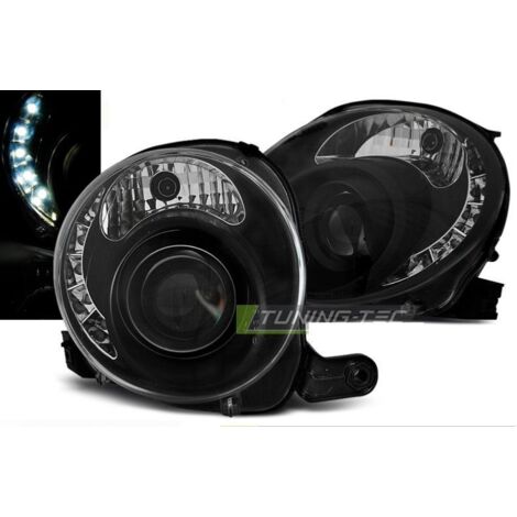 Paire de feux phares Fiat 500 07-15 daylight led noir-27361285