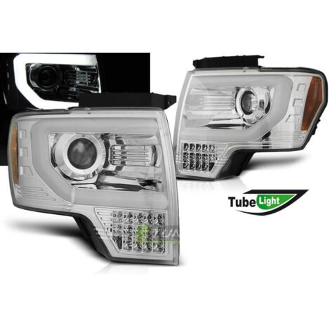 Paire de feux phares Ford F150 MK12 08-14 Tube Light chrome-32191562