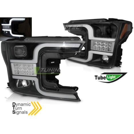 Paire de feux phares Ford F150 MK13 17-20 Tube Light noir-33169834