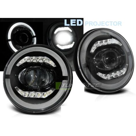 Paire de feux phares Jeep Wrangler 96-18 Angel Eyes Full LED Noir-33364588
