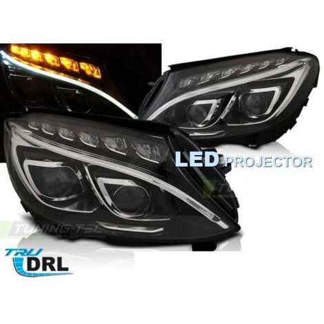 Paire de feux phares Mercedes Classe C W205 14-18 LED DRL Noir-31523890