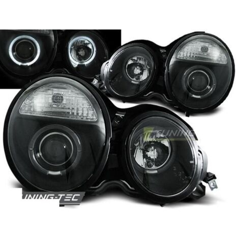 Paire de feux phares Mercedes classe E 95-99 angel eyes noir-27361496
