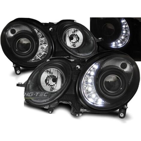 Paire de feux phares Mercedes classe E W211 02-06 Daylight led noir-27361503