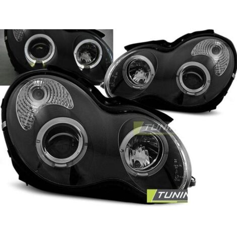 Paire de feux phares Mercedes W203 classe C 00-04 angel eyes noir-27361465