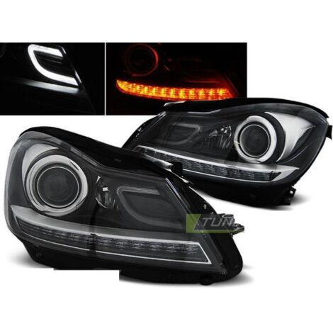 Paire de feux phares Mercedes W204 11-14 Daylight LED noir-27361478