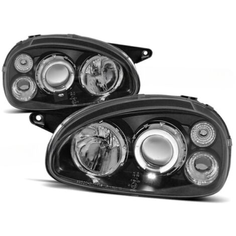 Paire de feux phares Opel Corsa B 93-00 angel eyes noir-27361638