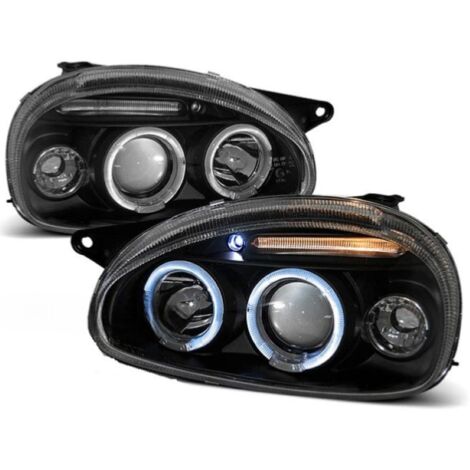 Paire de feux phares Opel Corsa B 93-00 angel eyes noir-27361639