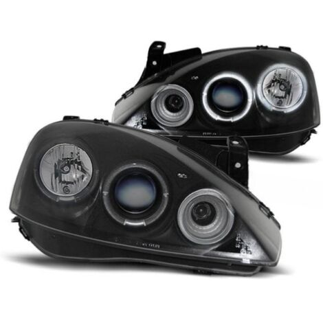 Paire de feux phares Opel Corsa C 00-06 angel eyes noir-27361645