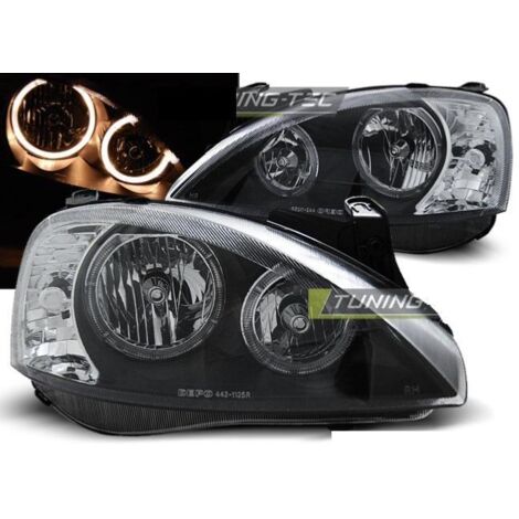 Paire de feux phares Opel Corsa C 00-06 angel eyes noir-27361646