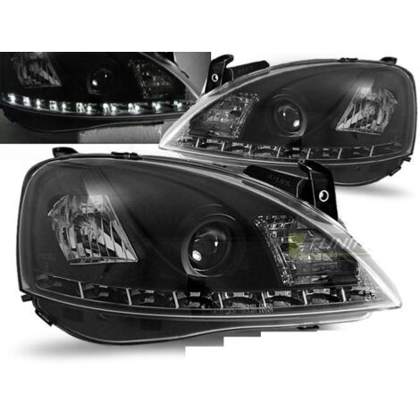 Paire de feux phares Opel Corsa C 00-06 Daylight led noir-27361648