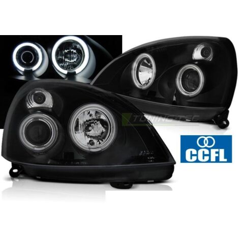 Paire de feux phares Renault Clio 2 01-05 angel eyes CCFL noir-27361743