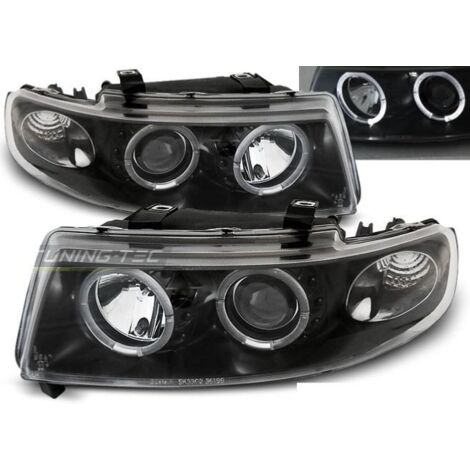 Paire de feux phares Seat Leon / Toledo 99-04 angel eyes noir-27361801