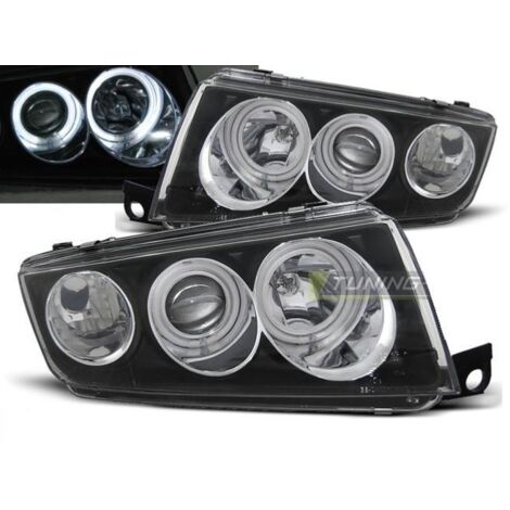 Paire de feux phares Skoda Fabia 99-08 angel eyes CCFL noir-27361806