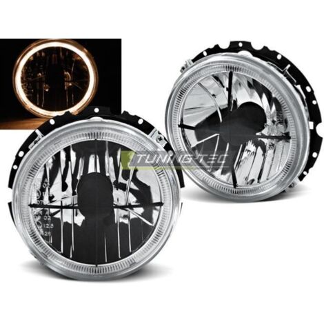 Paire de feux phares VW Golf 1 74-83 angel eyes chrome croix noire-27361890