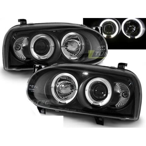 Paire de feux phares VW Golf 3 91-97 angel eyes noir-27361909