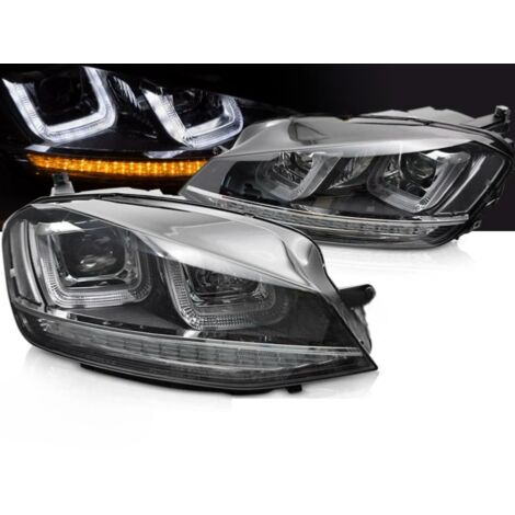 Paire de feux phares VW Golf 7 13-17 U-Type DRL led Dyn Noir chrome-41035939