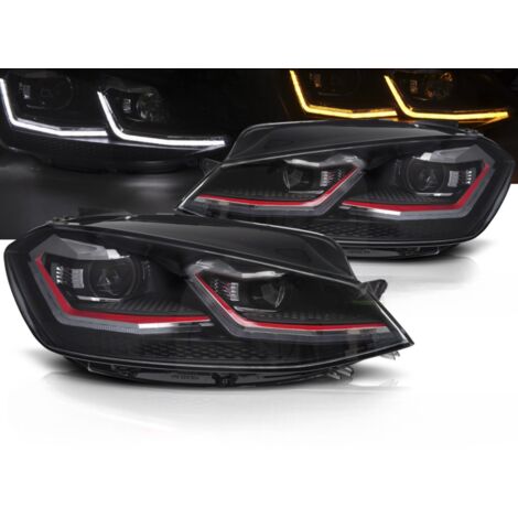 Paire de feux phares VW Golf 7 17-19 LED TRU DRL Dyn Noir Rouge-42722796