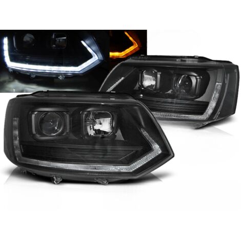 Paire de feux phares VW T5 10-15 DRL LTI LED Noir-33363334