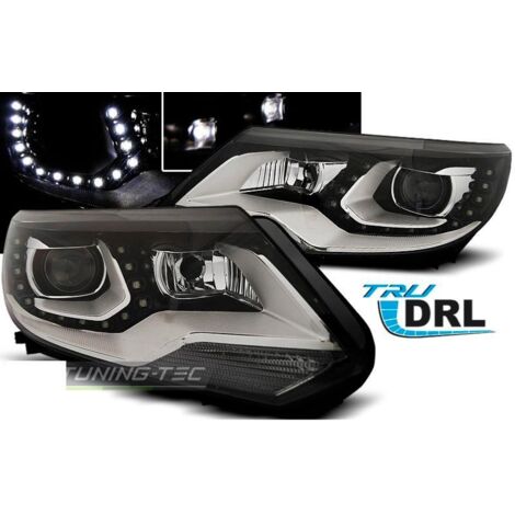 Paire de feux phares VW Tiguan 11-16 Daylight DRL led noir-27362091