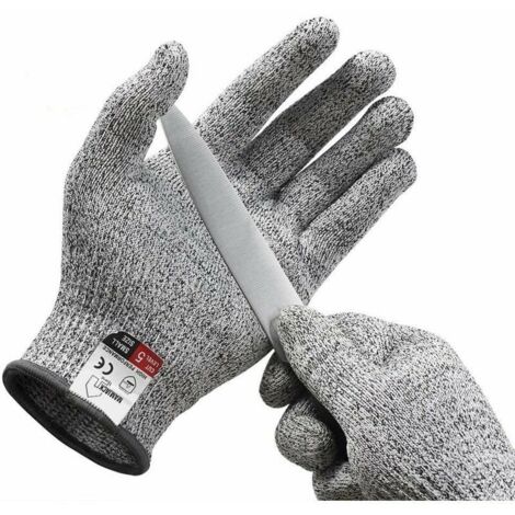 Paire de Gants Anti coupures - Tout Simplement la Meilleure Protection Qui Existe Contre Les coupures du Quotidien (Cuisine, Jardinage, Bricolage) - Protection de Niveau 5 (Large)，