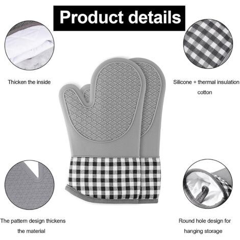 paire de gants de cuisine, gants de cuisine professionnels, gants de cuisine en silicone, gants de cuisine en coton, résistants aux hautes températures pour griller, utilisés pour la cuisson.