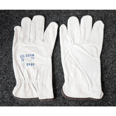 Paire de gants de protection gris en cuir toute fleur taille 9 avec élastique de serrage DERANCOURT