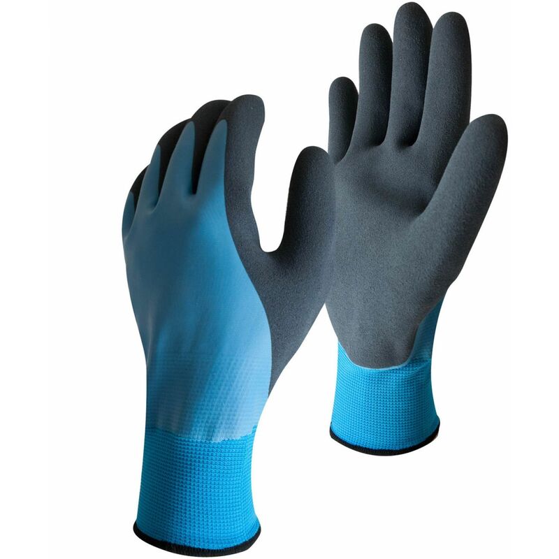 Linxor - Paire de gants de protection pro étanche en nylon enduit de latex - Taille 10 - xl - Bleu Bleu