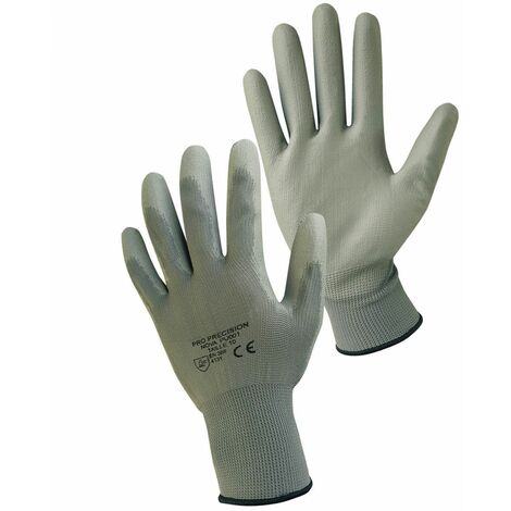 Paire de gants de protection pro précision en polyester enduit de polyuréthane - Taille 10 - XL - Gris - Linxor
