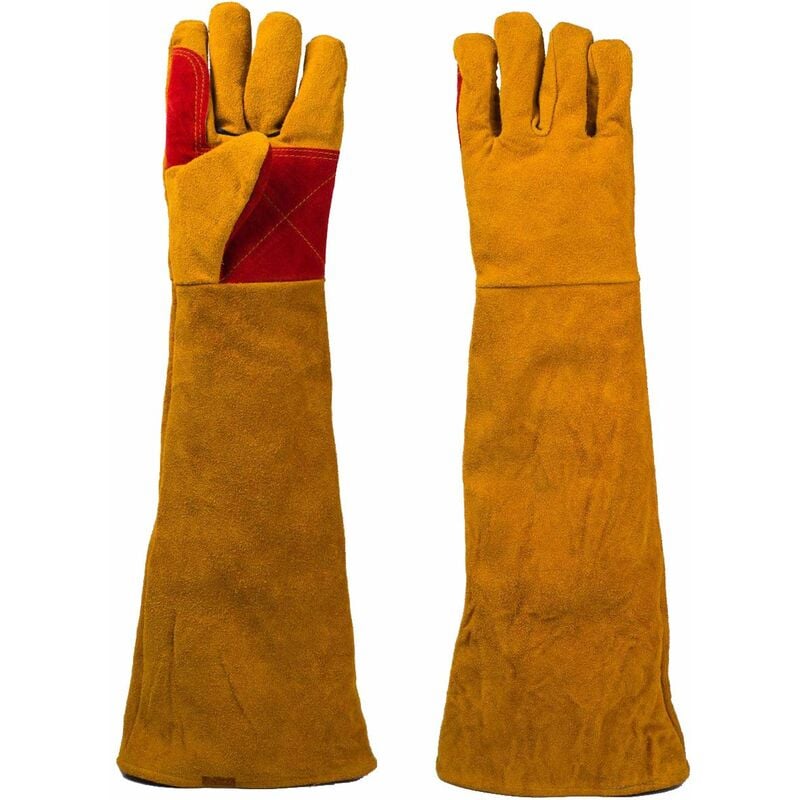 Paire de gants de soudage gants de travail de protection isolés anti-usure en cuir de vache pour soudage ignifuge, soudage au feu de camp, forgeage