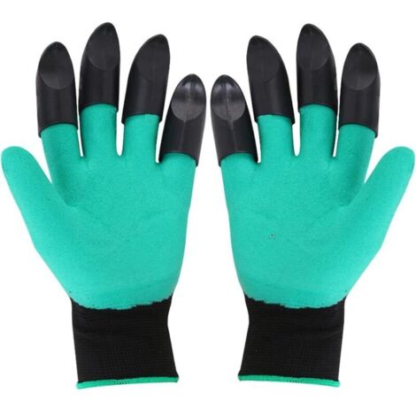 Paire de gants de travail unisexes, imperméables, pour le jardinage et le travail du sol. 8 griffes pour une prise en main ferme.