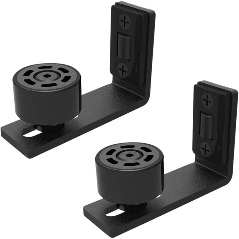 Paire de guide-sol réglable pour portail coulissant, rail de porte coulissante, 2 portes (pas de rainure sur la porte, pas de perçage du sol)