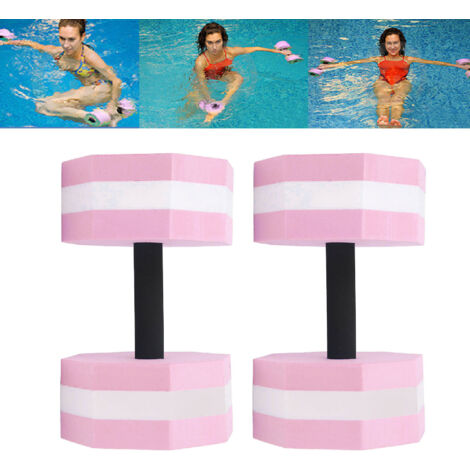 Paire de haltères flottants en EVA pour yoga et fitness - Adultes et enfants - Entraînement sensoriel - Rose et blanc