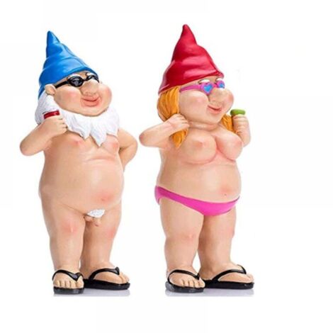 Paire de nains de jardin – Statues brutes – Cadeaux de jardinage pour la famille et les voisins